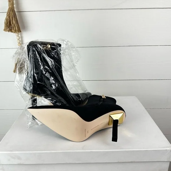NIB Good American Ankle Black Stiletto Heeled Booties Style GA116SN-X Size 8.5